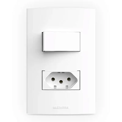 Conjunto 4x2 Interruptor Simples com Tomada 2P+T 10A Branco Inovapro Alumbra 850487