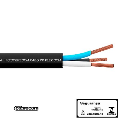 Cabo PP 3X6mm Flexicom Preto Por Metro Cobrecom 707680