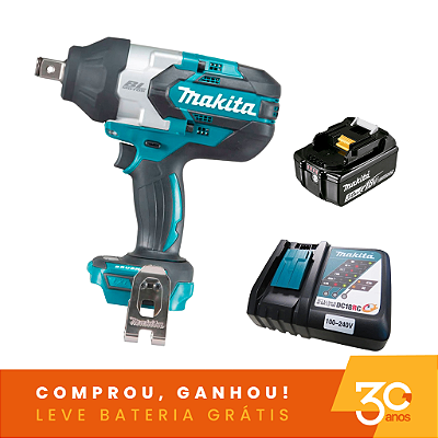 Combo Chave De Impacto 18V DTW1001ZG30ANOS com Bateria e Carregador Makita 204711