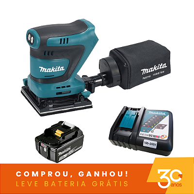 Combo Lixadeira Orbital DBO480ZG30ANOS com Bateria e Carregador Makita 204735