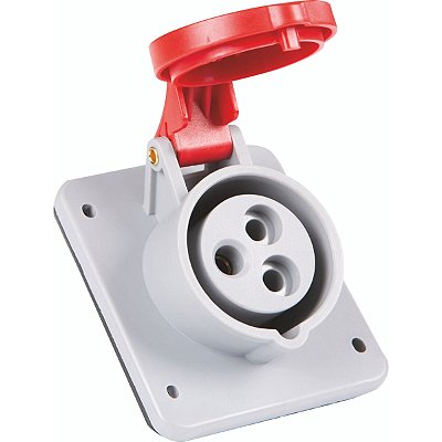 Tomada de Embutir Industrial Vermelho 2P+T 16 A 380-415Vca 9H Tramontina 942842