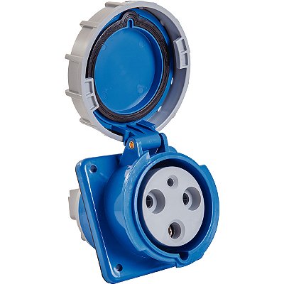 Tomada de Embutir Industrial Azul 2P+T 125 A 220-250Vca 6H Tramontina 959406