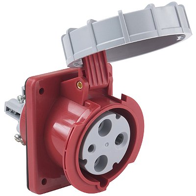 Tomada de Embutir Industrial Vermelho 2P+T 63 A 380-415Vca 9H Tramontina 984330