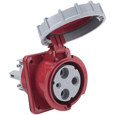 Tomada de Embutir Industrial Vermelho 2P+T 125 A 380-415Vca 9H Tramontina 984361