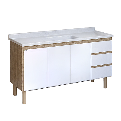 Gabinete Coz Atenas para Pia 1,50m Branco 5843-02 Rorato 222029