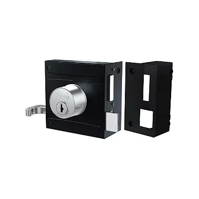 Fechadura De Sobrepor Preto Fosco Espelho Inox 701/80 Stam 287121