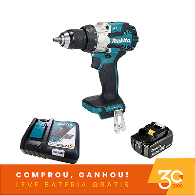 Combo Parafusadeira Furadeira de Impacto 18V DHP489Z30ANOS com Bateria e Carregador Makita 291341