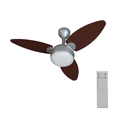 Ventilador Teto Elluz 3Pas Bivolt Tabaco e Cinza C/Controle 12719 Ventisol 973055