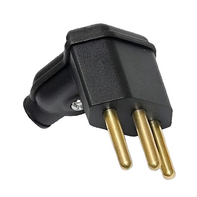 Pino Macho Preto 2P+T 10A C/Prensa Cabos PLD6-3 90º Margirius 130945