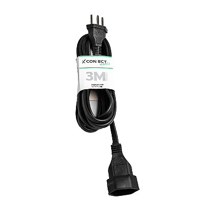 Extensão 3 Metros 20A 2P+T Preta ConnectHard Fiolux 612939