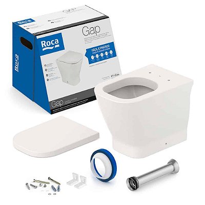 Kit Bacia Convencional Gap Beige Com Assento + Anel e Kit de Instalação C323727011 Roca 142313