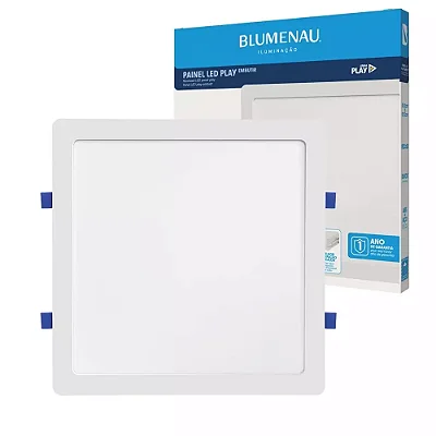 Painel De LED Branco 6500K Quadrado Play ABS 24W De Embutir Bivolt Blumenau 593087
