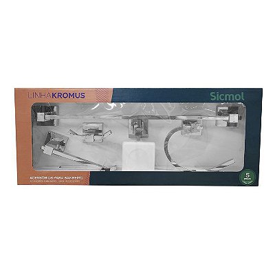 Kit de Acessórios Para Banheiro Kromus Sicmol 5 peças em Alumínio