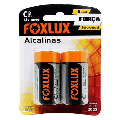 Pilhas Alcalinas C LR14 1,5V 2 Pilhas Foxlux
