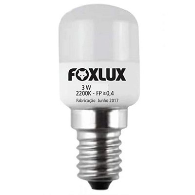 Lâmpada de LED para Geladeira 3W E-14 180 Lúmens Luz Amarela 220V Foxlux