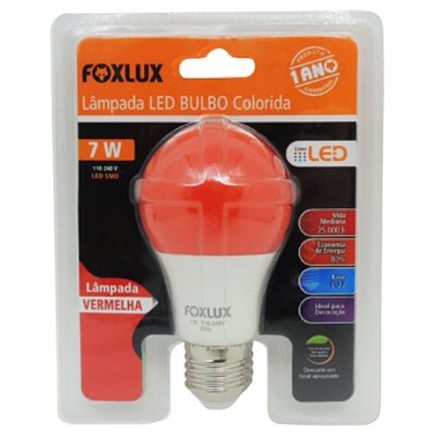 Lâmpada LED 7W Vermelha Bivolt Foxlux