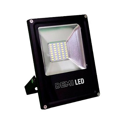 Refletor LED Demi 30W 6500K Luz Branca Bivolt Preto