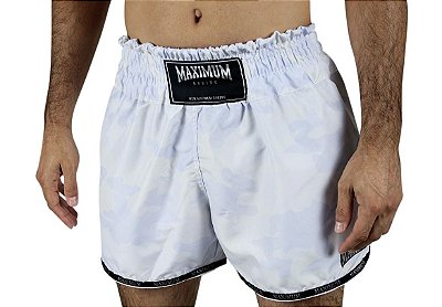 Shorts de Muay Thai Maximum Camuflado Branco