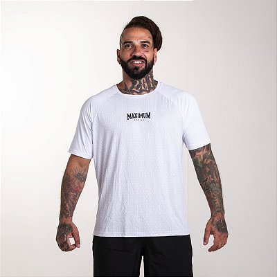Camiseta Treino Fitness Dry Fit Detalhes Maximum Branco