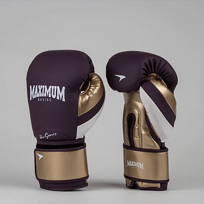 Luva de Boxe e Muay Thai Roxa Detalhes Dourado