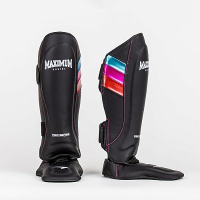 Caneleira de Muay Thai e Kickboxing Profissional Preta e Azul