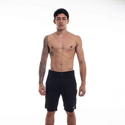Shorts Esportivo Preto com Botão