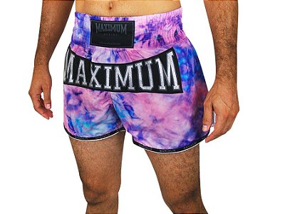 Shorts de Muay Thai Maximum Tie Dye Lilas - Logo Prata