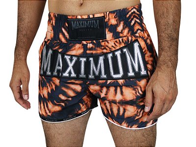 Shorts de Muay Thai Maximum Tie Dye Laranja - Logo Prata