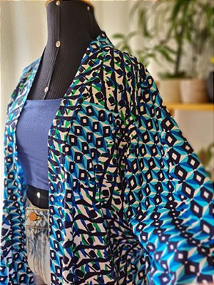 KIMONO LARA GEOMÉTRICO AZUL