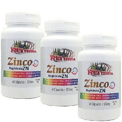 kit 3 Potes Zinco Bisglicinato 60 Cápsulas