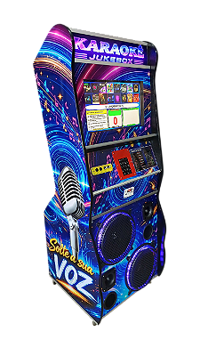 Máquina de Música Jukebox e Karaokê: 8 X 1 Tela 19 Polegadas Teclado (Locação - Residencial )