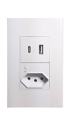 CONJUNTO DE 1 TOMADA 2P+T INTELIGENTE WIFI + USB-A + USB-C - MODELO SU-M53S-BC – JWCOM