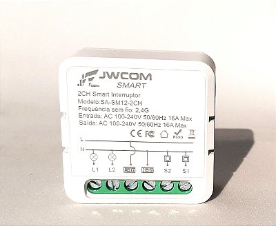 INTERRUPTOR INTELIGENTE WIFI MINI 2 CANAIS - SA-SM12-2CH - TUYA