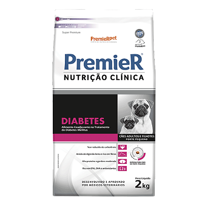 Ração Premier Diabetes Cães Adultos e Filhotes Raças Pequenas 2 kg