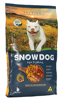 Snow Dog Premium Natural Sabor Frango com Chips de Batata Doce para Cães Adulto 15 kg