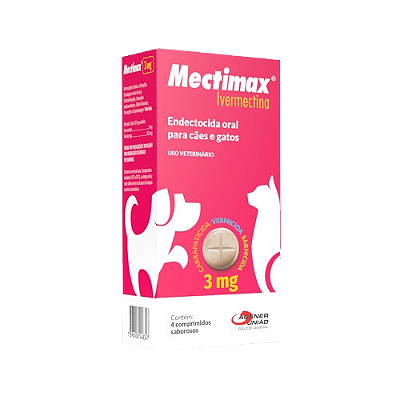 Antiparasitário Mectimax para Cães e Gatos 3 mg 4 comprimidos
