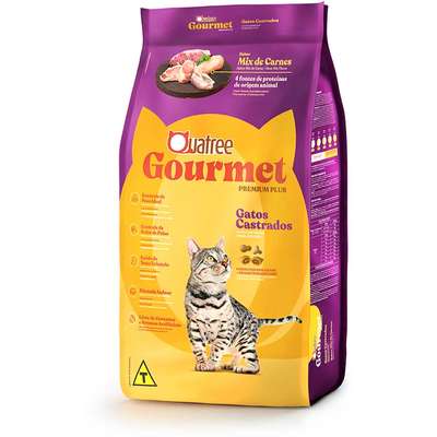 Ração Seca Quatree Gourmet Mix de Carnes Gatos Castrados 3 KG