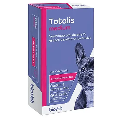 Vermífugo Totalis Medium para Cães 4 comprimidos
