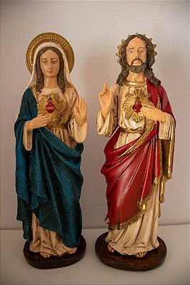 Sagrado Coração de Jesus + Imaculado Coração de Maria 43 cm