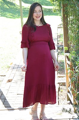Vestido Mater Amabilis Marsala (com zíper de amamentação)