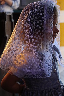 Véu branco floral infantil 2 - (2 a 4 anos)