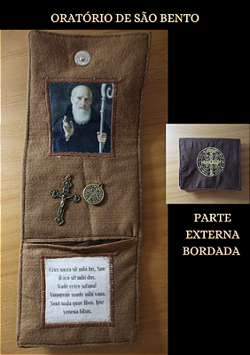 Oratório de bolso porta terço São Bento