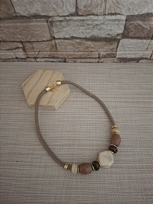 Colar de Corda Náutica Areia com Resina