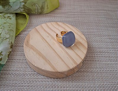 Anel Dourado com Resina Azul Claro (nº 18)