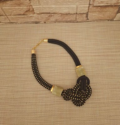 Colar de Corda Náutica Dupla Preto e Nude