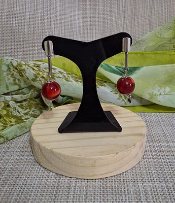 Brinco Pendente de Resina Vermelho Mesclado