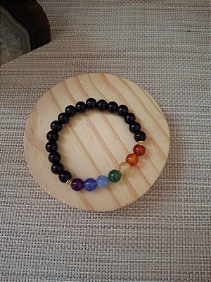 Pulseira 7 Chakras Cromoterapia em Pedra Natural