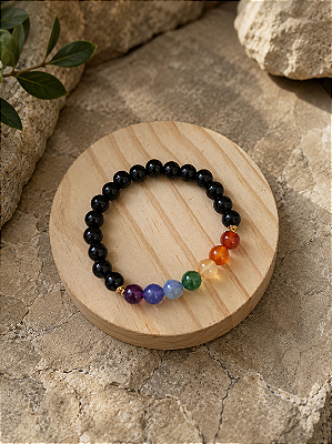 Pulseira 7 Chakras Cromoterapia em Pedra Natural