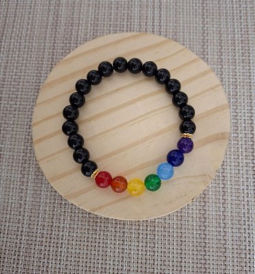 Pulseira 7 Chakras Cromoterapia em Pedra Natural Jade