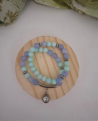 Pulseiras  em Quartzo Natural com Pingente